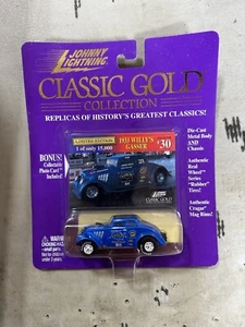 Johnny Lightning Classic Gold 1933 Willy's Gasser Rubber Tires #30 1/64 Blue A4 - Picture 1 of 2