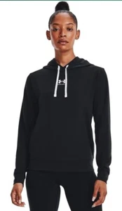 Under Armour Rival Terry Hoodie Womens Size L Black Long Sleeve New - Picture 1 of 15