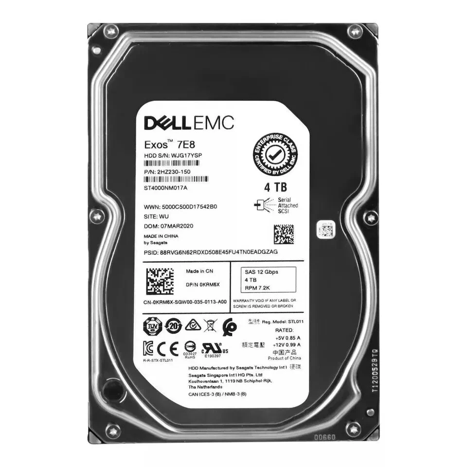 Dell EMC ST4000NM017A 4TB 3.5" 12Gb/s 7.2KRPM SAS Hard Drive 0KRM6X KRM6X - Image 1 of 1