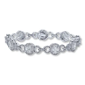Pulsera de diamantes de imitación 4 cuadros tw 14K plata 925 oro blanco - Imagen 1 de 2
