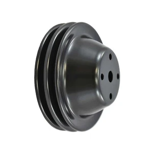 Chevy SBC 262-400 4-Bolt 2 Groove Water Pump Pulley LWP Long Water Pump Black - Picture 1 of 3