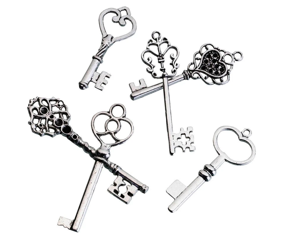 24 llaves esqueleto de plata vintage etiquetas de acompañante de boda regalos Foto 1 de 1