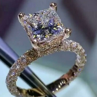 3.30 Ct Princess Cut Solitaire Moissanite Engagement Ring Solid 10K White Gold - Image 1 of 4