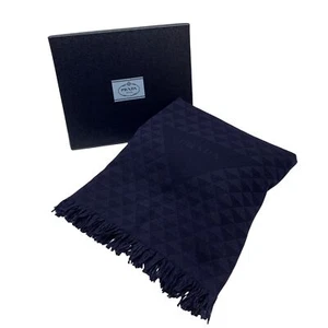 Authentic PRADA Shawl Cashmere Silk Scarf Navy #36633825 - Picture 1 of 11