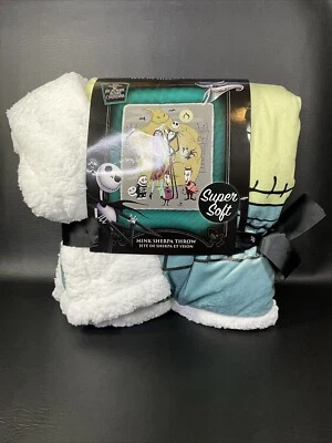 New! Disney Nightmare Before Christmas Group Sherpa Throw Blanket 50” X 60” - Image 1 of 4
