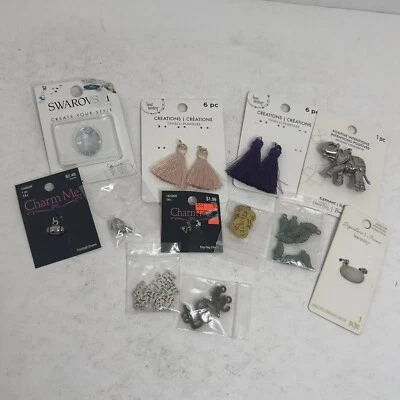 Lot of Assorted Charms For Jewelry Making (Includes A Crystal & Elephant) - Image 1 of 4