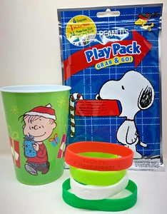 Peanuts NEW 10 OZ Linus "Be Giving" Cup, Play Pack Grab & Go & 4 Bracelets - Picture 1 of 6
