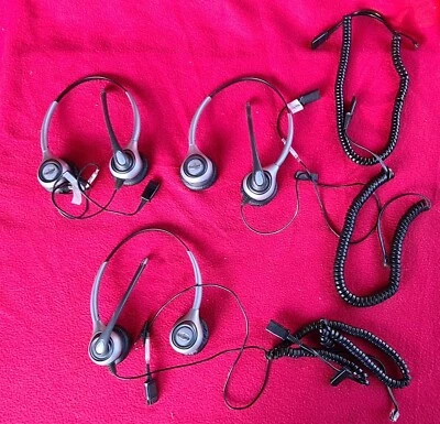 4 Stück Plantronics Poly Stereo Headset CS361, ungeprüft. Mit Adapterkabel U10P - Bild 1 von 4