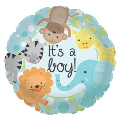 Lote 2 "¡Es un niño!" o "¡Es una chica!" Globos de papel aluminio para baby shower 18" animales de zoológico  Foto 1 de 4