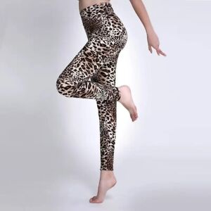 Damen Animal Print Leggings Tights Leopard Pfote Gepard Bunt Braun S -XXL