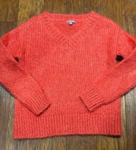 COS Sweater Women’s XS Orange Chunky Knit Jumper Orange Wool Mohair Blend V-Neck - Picture 1 of 8