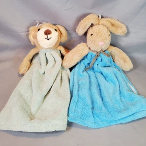 Lovey Soother Security Blanket Microfiber Set of 2 Puppy & Bunny Plush No-Name - Picture 1 of 12