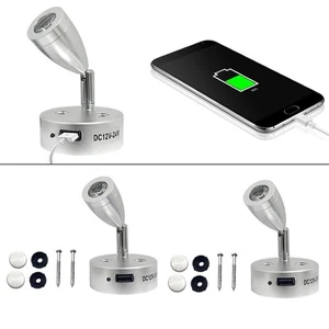 USB Powered LED Reading Light 2Pc for RVs and Boats 12V 24V Effortless Control - Picture 1 of 7