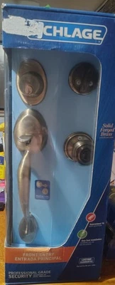 Juego de puerta de entrada de latón forjado macizo Schlage. Foto 1 de 4