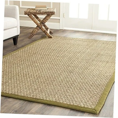  Area Rug 3x5 - Natural Fiber Collection - Natural & Olive Green, Border  - Image 1 of 4