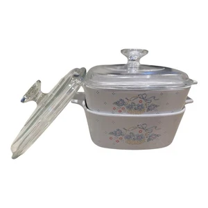 Vintage CorningWare "Country Cornflower" Auflaufform Set A-1-B, A-1,5-B mit Deckel - Bild 1 von 3