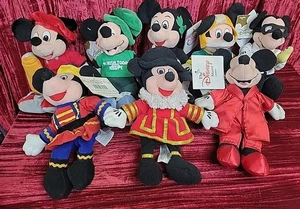 8X WALT Disney Store Mickey MOUSE 8" Bean Bag Plush LOT ESTATE FIND TAGS RARE - Picture 1 of 17