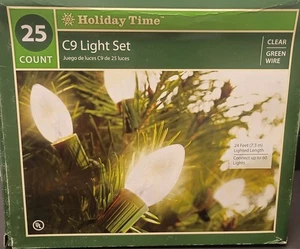 Holiday Time 25 Count C9 Indoor / Outdoor Light Set CLEAR - Picture 1 of 3