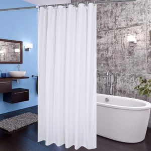 72x66 inch Short Shower Curtain Liner, Fabric Solid Color Shower Curtin with ... - Picture 1 of 7