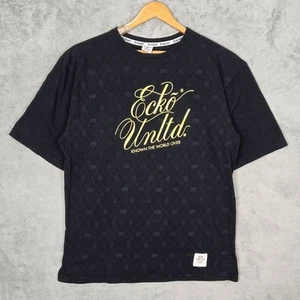 Ecko T-Shirt Herren 2XL Schwarz Ghosted Diamond Gold Logo Grafik Tee - Bild 1 von 7
