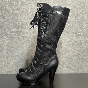 Ellie Shoes Steampunk stivali vittoriani donna 8 neri stringati costume gotico - Foto 1 di 21