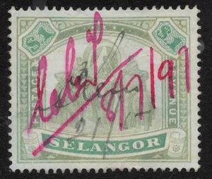 Malaya Selangor. 1895. SG61. 1 $ grün\gelbgrün. Steuerlich gebraucht. - Bild 1 von 1