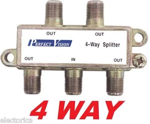 QUALITY 4-WAY SPLITTER CABLE TV ANTENNA OTA COGECO SHAW COMCAST HD DTV VIDEO - Picture 1 of 2