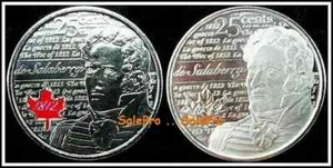 2x CANADA 2013 SALABERRY WAR OF 1812 REG & RED COLORIZED 25 CENT COIN LOT UNC - Picture 1 of 2
