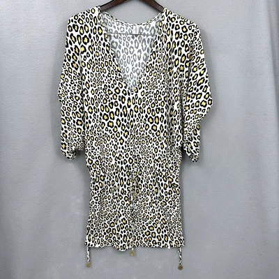 Luli Fama Cabana Dress Women XS Cheetah Leopard Print Dolman Boho Quiet Lux Mini - Image 1 of 4