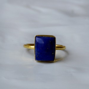 Lapis Lazuli Gemstone Yellow Gold Ring 