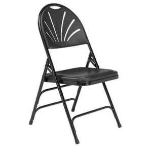 Black Plastic Fan Back Stackable Outdoor Safe Folding Chair (Set of 4) - Picture 1 of 5