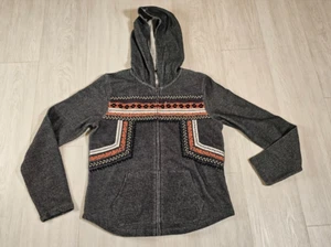 Lucky Lotus Womens Full Zip Hoodie Sweatshirt Southwest Aztec Embroidered LG - Picture 1 of 14