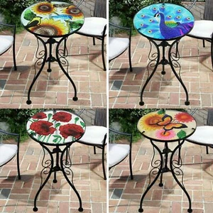 Eisen/Glas Runde Seite Kaffee Terrassentisch Mosaik Design Garten Blume Pflanzenständer - Bild 1 von 11