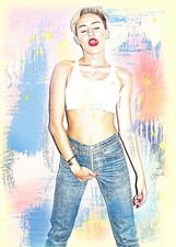 Miley Cyrus Singer Actress Super Star Diva  1/5  ACEO Art Print Card By.Marci