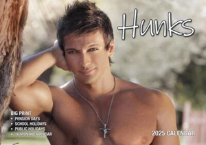 Hunks - 2025 Rectangle Wall Calendar 13 Months by Bartel - Picture 1 of 3