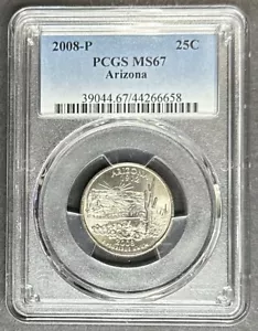 2008-P Arizona Quarter PCGS MS-67, Buy 3 Items, Get $5 Off!! - Picture 1 of 2