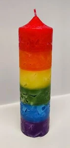 Regenbogen Taufkerze 22x6 cm regionale Handarbeit gay queer LGBTQ schwul queer - Bild 1 von 1