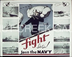 WWII Poster, Navy, Ships, "Let's Go! Join the Navy" Art Print on 11x14" 22502 - Picture 1 of 1