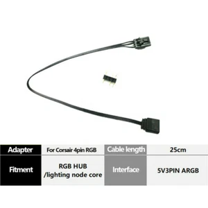 New For Corsair 4Pin RGB to Standard ARGB 3-Pin 5V 25cm Adapter Connector US - Picture 1 of 7