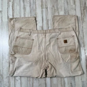 Vintage 90s Carhartt Tan Faded Carpenter Cargos Canva Pants Mens Size 44 x 32 - Picture 1 of 6
