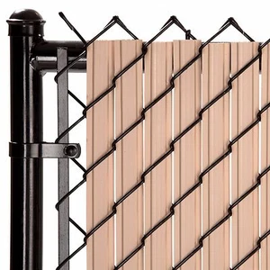 Chain Link Beige SoliTube™ Max-Privacy Slat For 4-ft Fence Bottom Lock - Picture 1 of 9