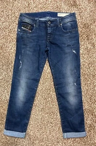 DIESEL Ladies Jeans Grupee Blue Skinny leg Stretch denim Crop Waist 28 L32 UK 10 - Picture 1 of 10