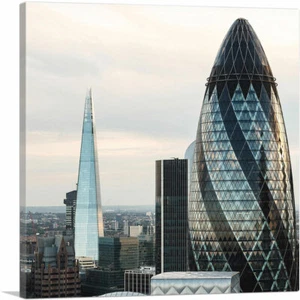 ARTCANVAS 30 St Mary Axe Gherkin London Commercial Skyscraper Canvas Art Print - Picture 1 of 11