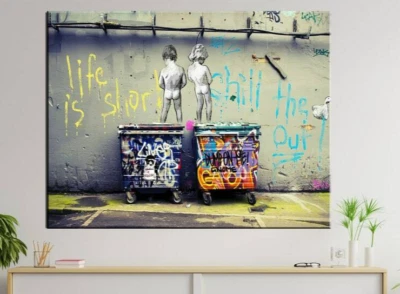 Life is Short Graffiti Canvas – Urban Street Art Wall Decor Print - Image 1 of 4