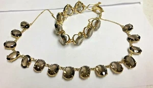 Stunning Vintage SMOKEY Faceted Glass Necklace & Bracelet - Bild 1 von 2