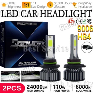 HB4 9006 LED Headlight Super Bright Bulbs Kit 24000LM HIGH/LOW Beam 6000K White - Picture 1 of 12