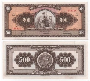 Peru - 500 Soles de Oro 1968 aUNC Lemberg-Zp - Picture 1 of 1