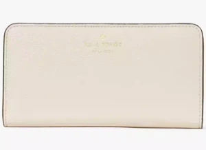 Kate Spade Bailey große schmale faltbare weiße Leder-Geldbörse K9754 neu mit Etikett elfenbeinfarben 179 $ - Bild 1 von 6