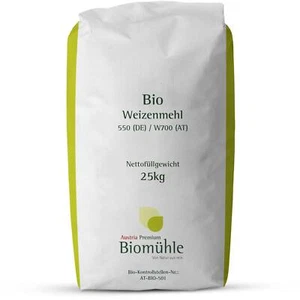 Bio Weizenmehl Type 550 / W700 Mehl GVO-frei Weizen Bäckereiqualiät 25 kg - Bild 1 von 1