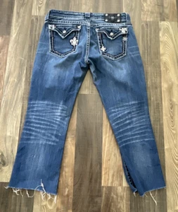Stivaletto Miss Me taglio denim blu jeans strass orli grezzi W31 L24,5 - Foto 1 di 16
